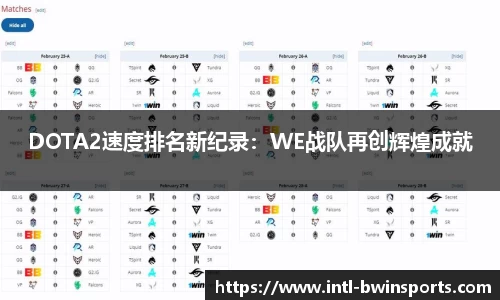DOTA2速度排名新纪录：WE战队再创辉煌成就